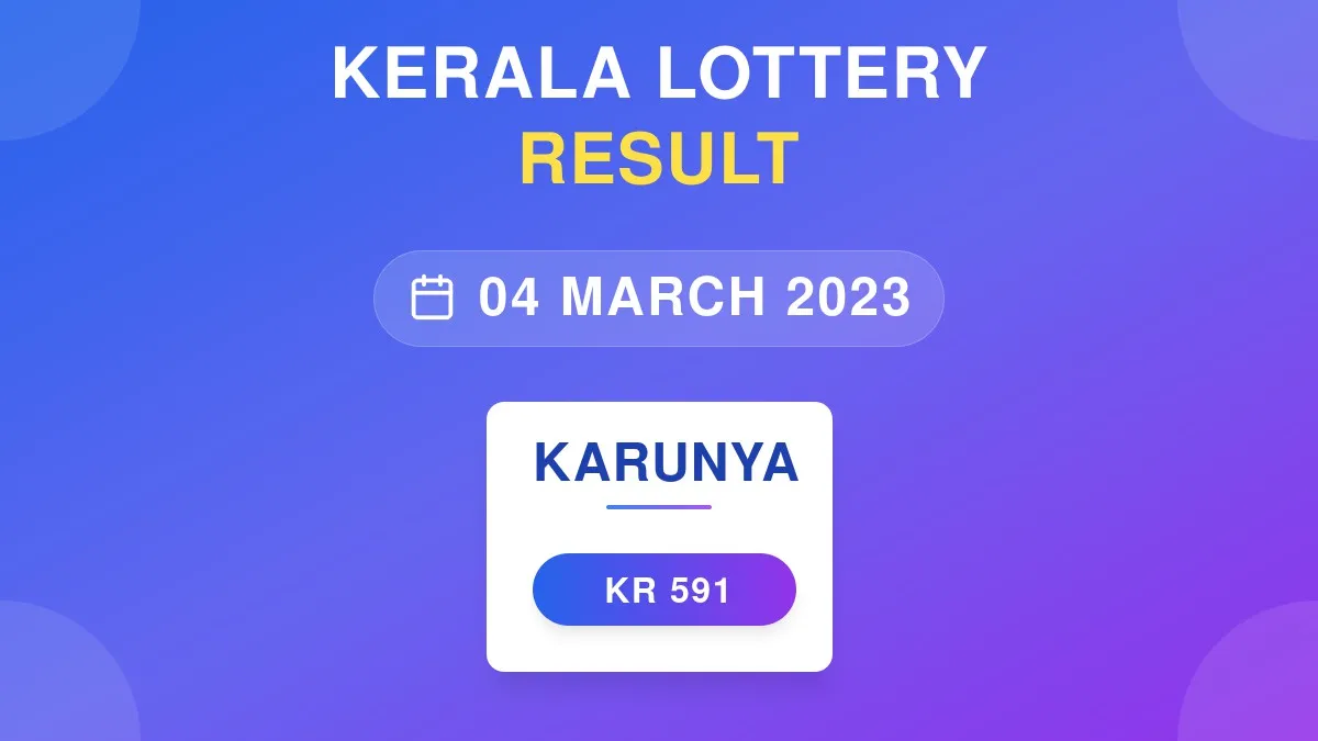 Karunya Lottery KR-591 Draw Results (04 Mar 2023)