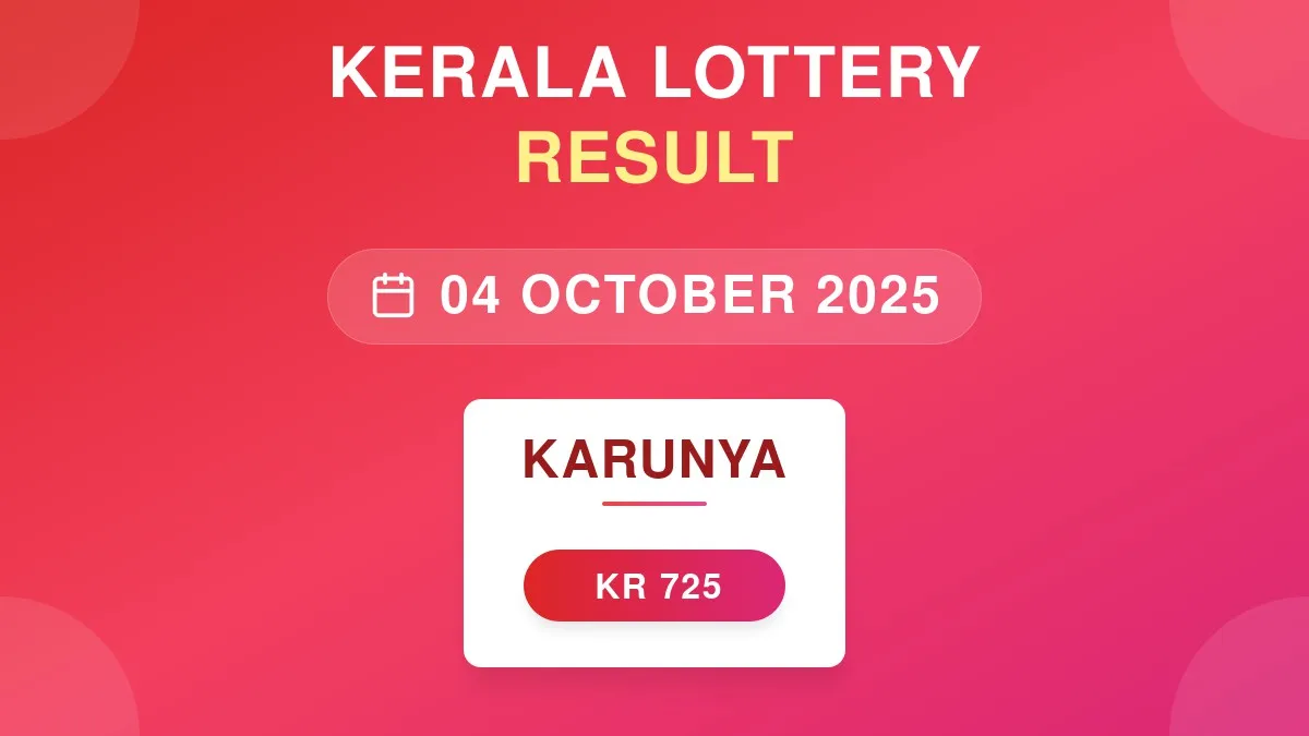 Karunya Lottery KR-725 Draw Results (04 Oct 2025)