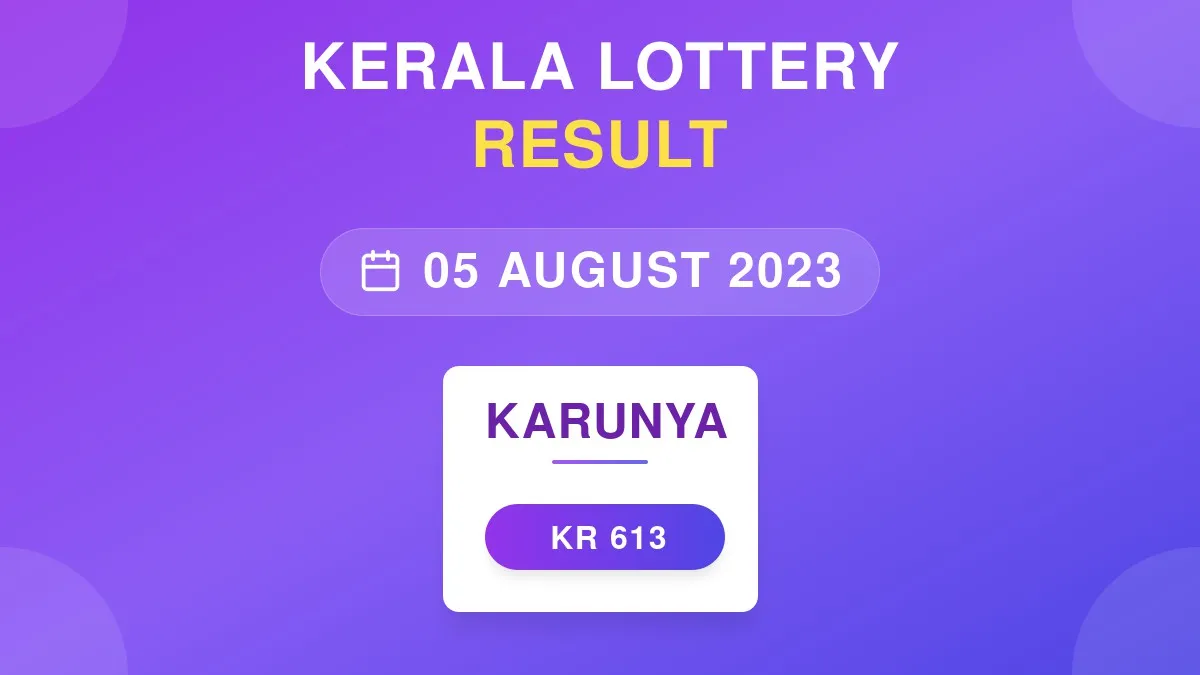 Karunya Lottery KR-613 Draw Results (05 Aug 2023)