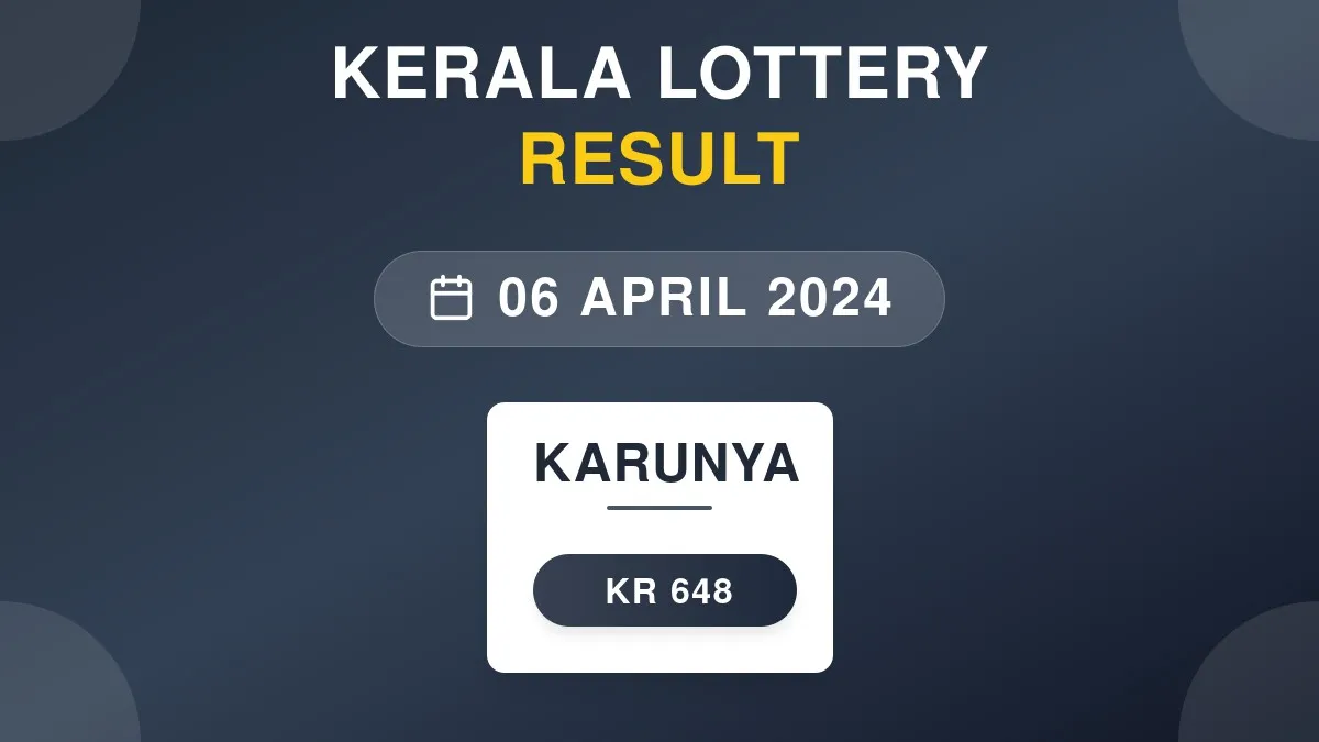 Karunya Lottery KR-648 Draw Results (06 Apr 2024)