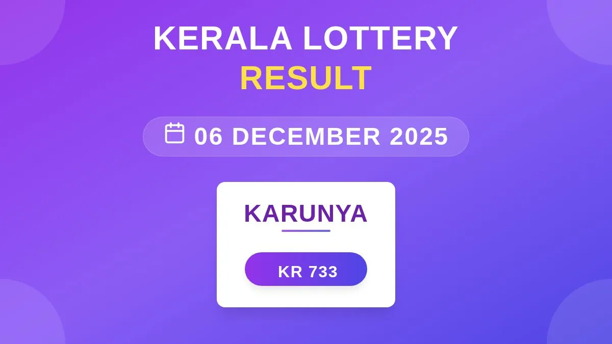 Karunya Lottery KR-733 Draw Results (06 Dec 2025)