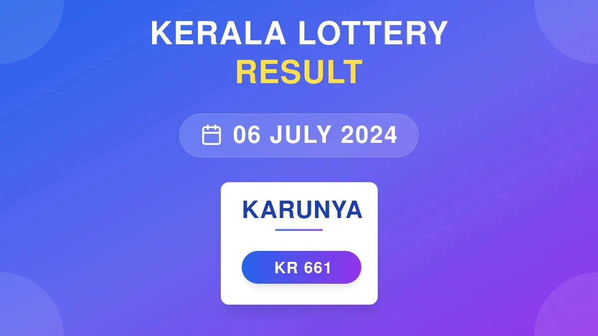 Karunya Lottery KR-661 Draw Results (06 Jul 2024)