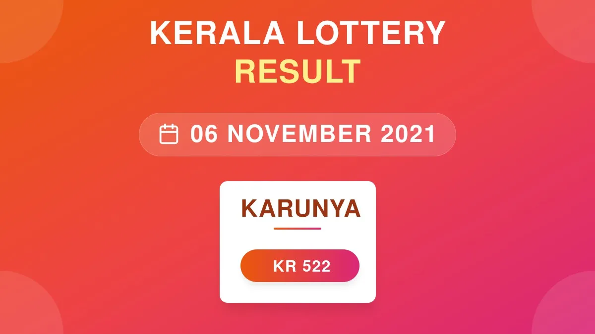 Karunya Lottery KR-522 Draw Results (06 Nov 2021)