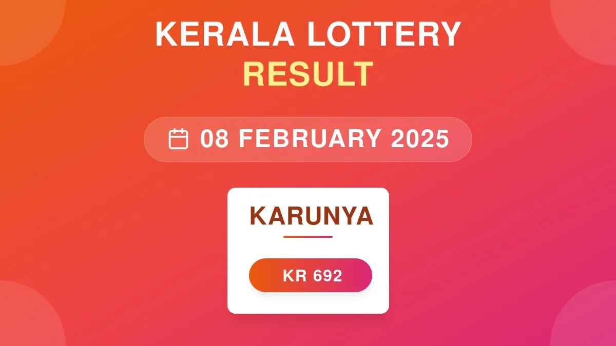 Karunya Lottery KR-692 Draw Results (08 Feb 2025)