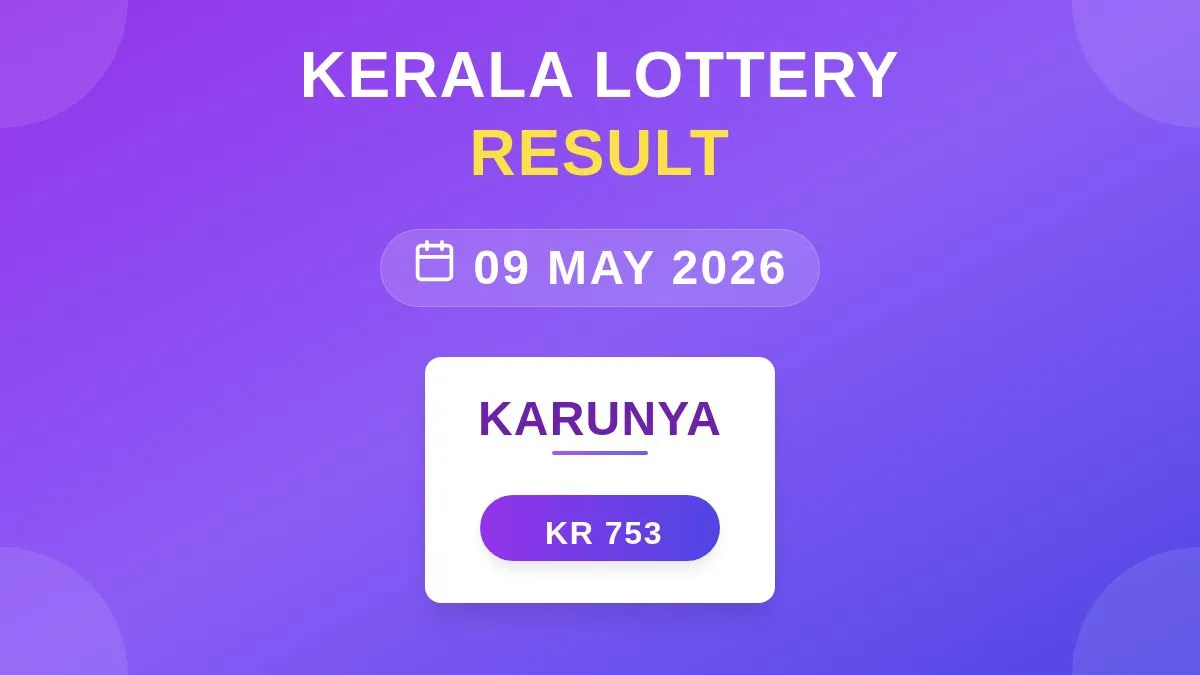 Karunya Lottery KR-753 Draw Results (09 May 2026)