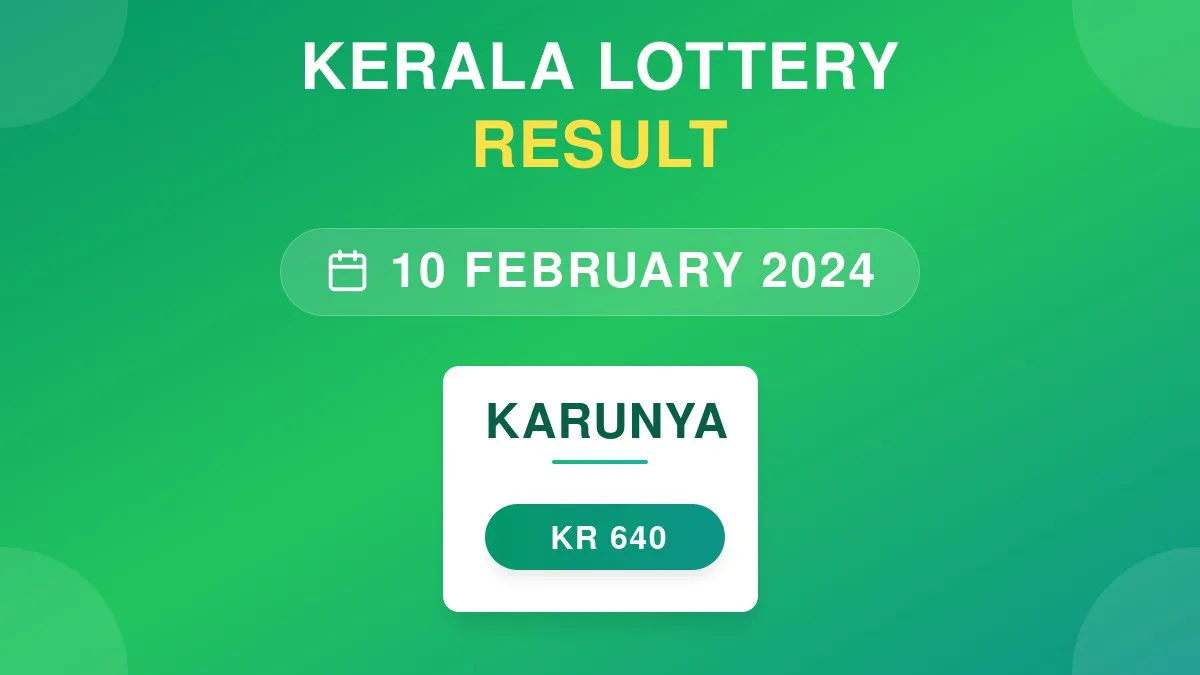 Karunya Lottery KR-640 Draw Results (10 Feb 2024)