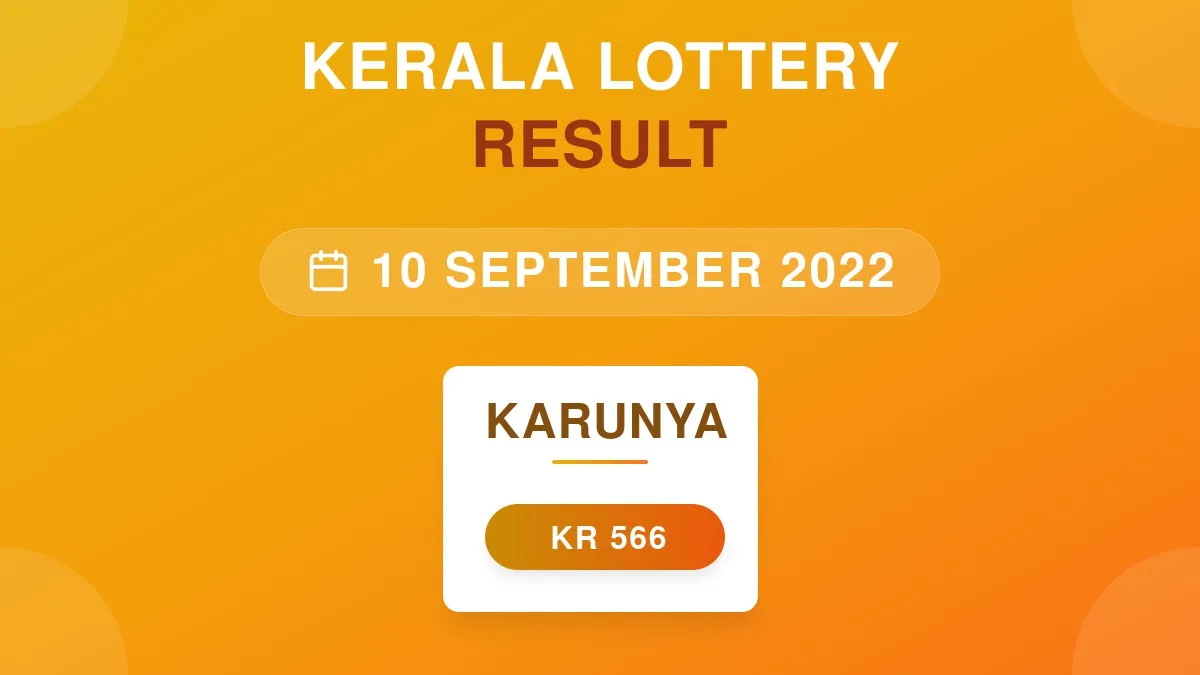Karunya Lottery KR-566 Draw Results (10 Sep 2022)