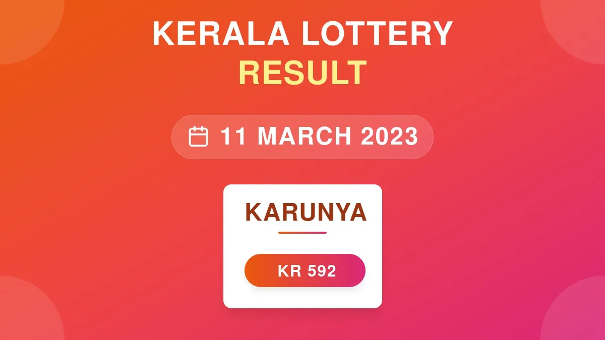 Karunya Lottery KR-592 Draw Results (11 Mar 2023)