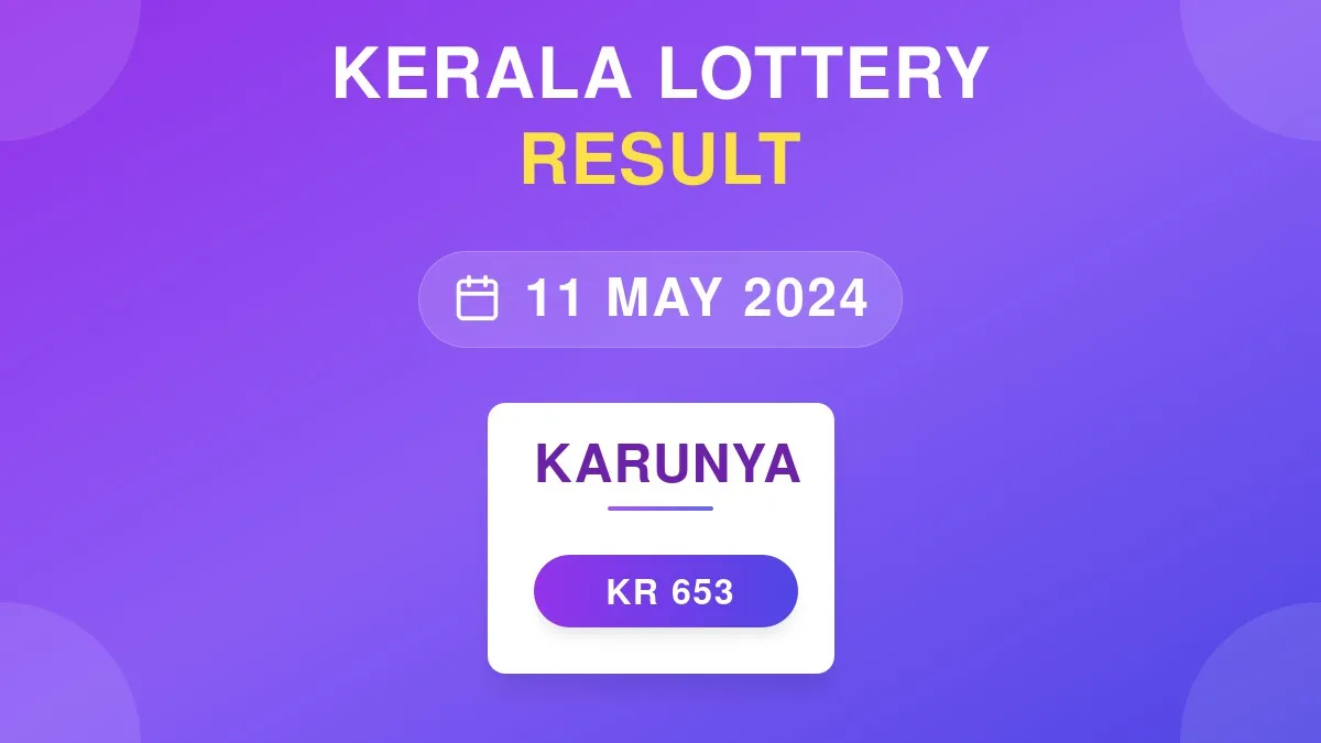 Karunya Lottery KR-653 Draw Results (11 May 2024)