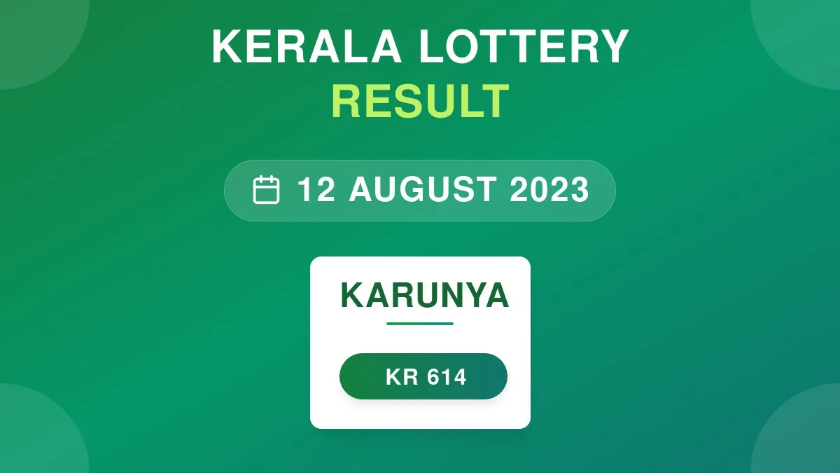 Karunya Lottery KR-614 Draw Results (12 Aug 2023)