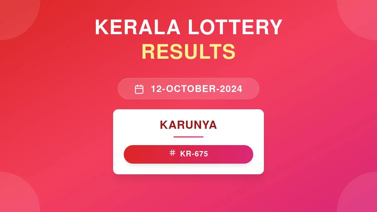 Karunya Lottery KR-675 Draw Results (12 Oct 2024)