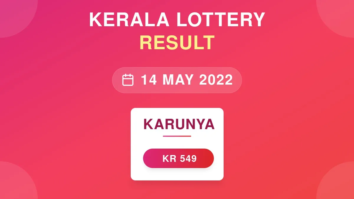 Karunya Lottery KR-549 Draw Results (14 May 2022)