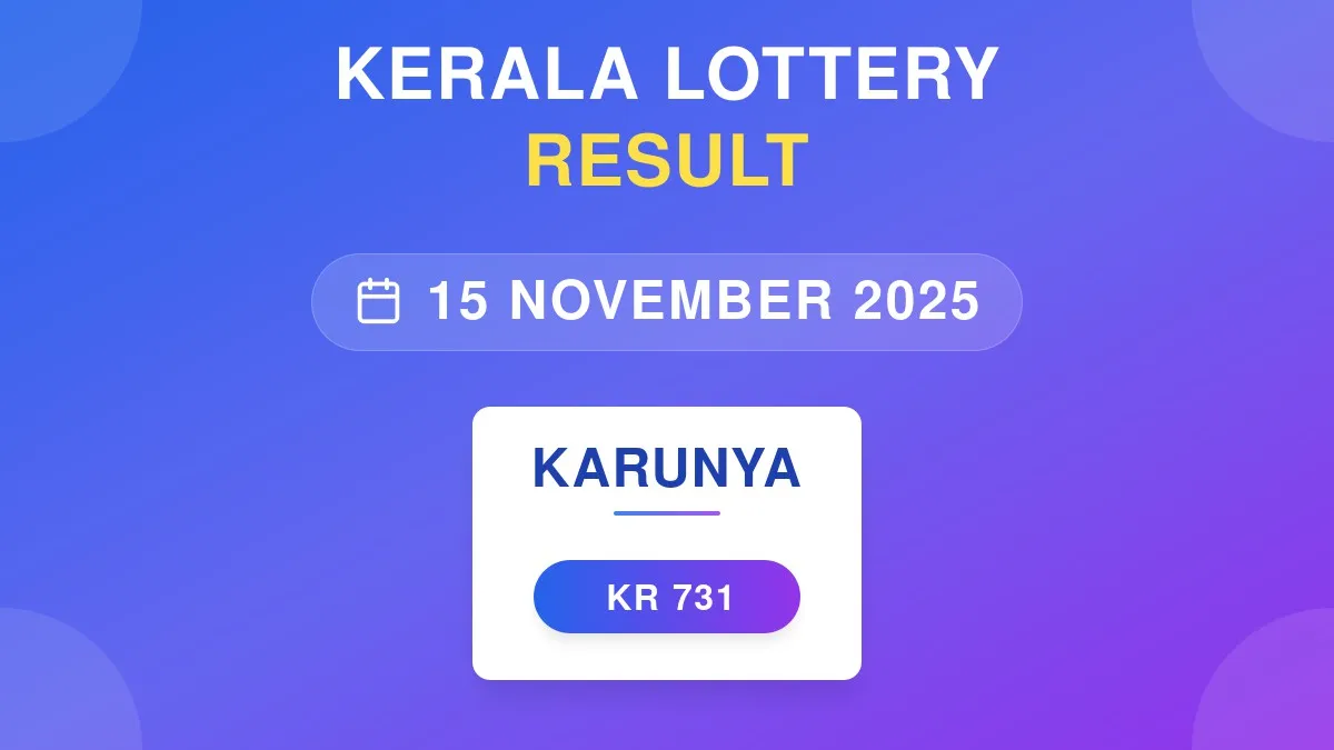 Karunya Lottery KR-731 Draw Results (15 Nov 2025)