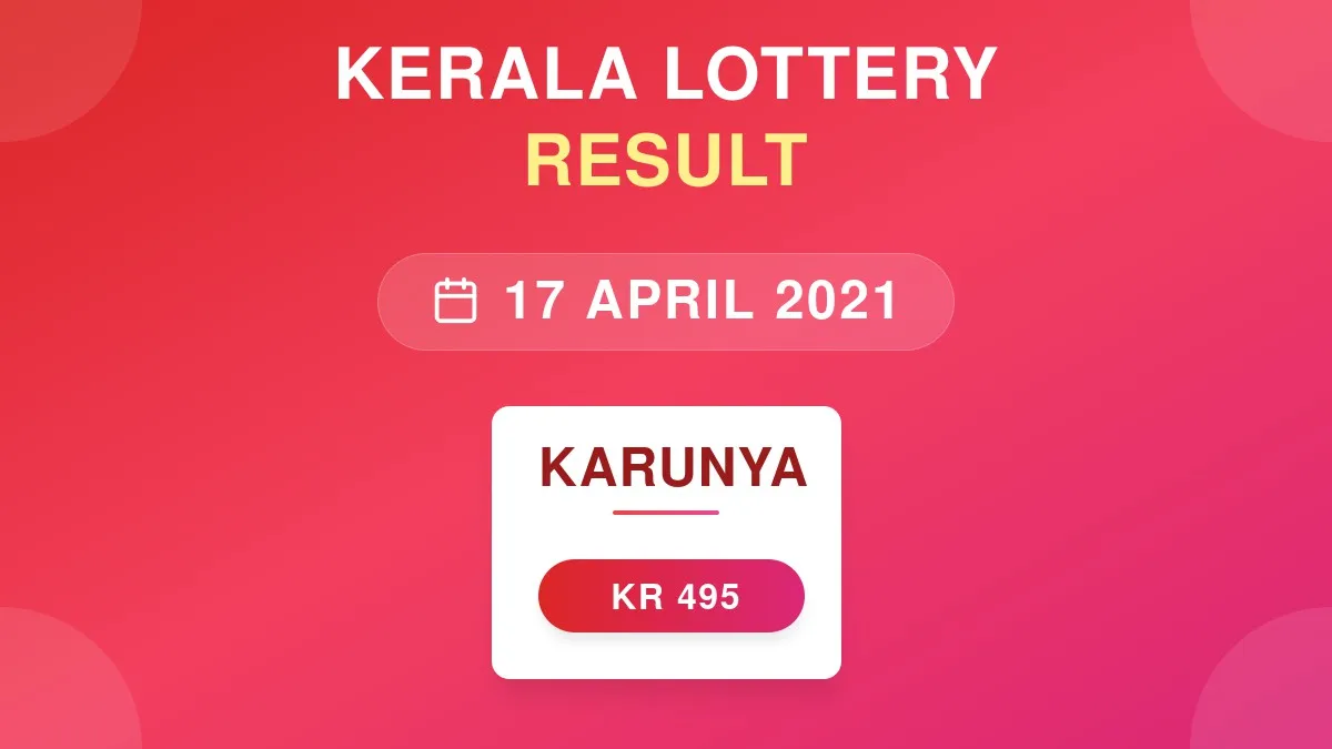 Karunya Lottery KR-495 Draw Results (17 Apr 2021)