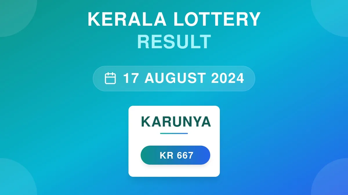 Karunya Lottery KR-667 Draw Results (17 Aug 2024)