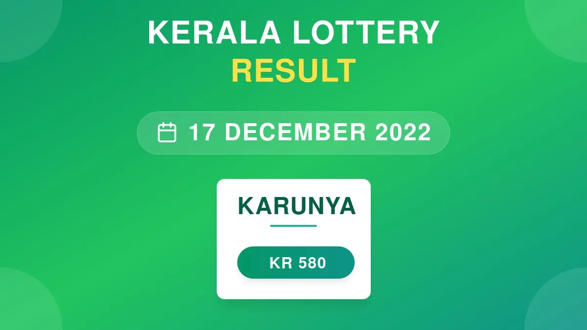 Karunya Lottery KR-580 Draw Results (17 Dec 2022)