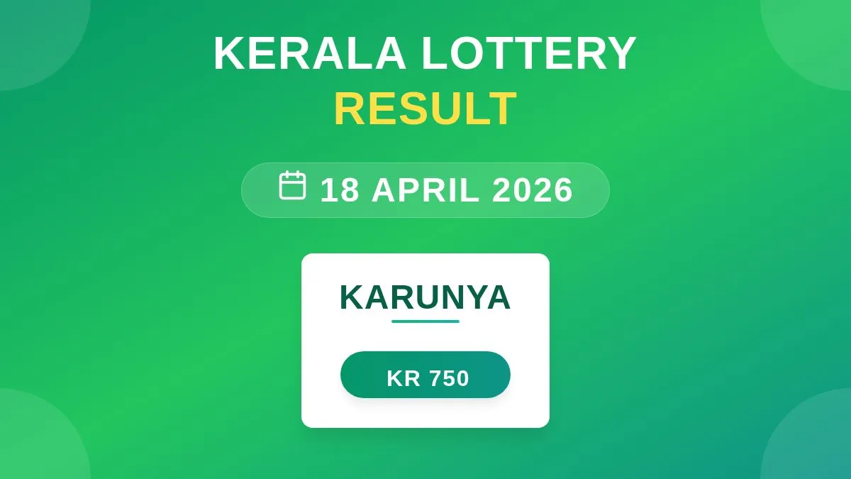 Karunya Lottery KR-750 Draw Results (18 Apr 2026)