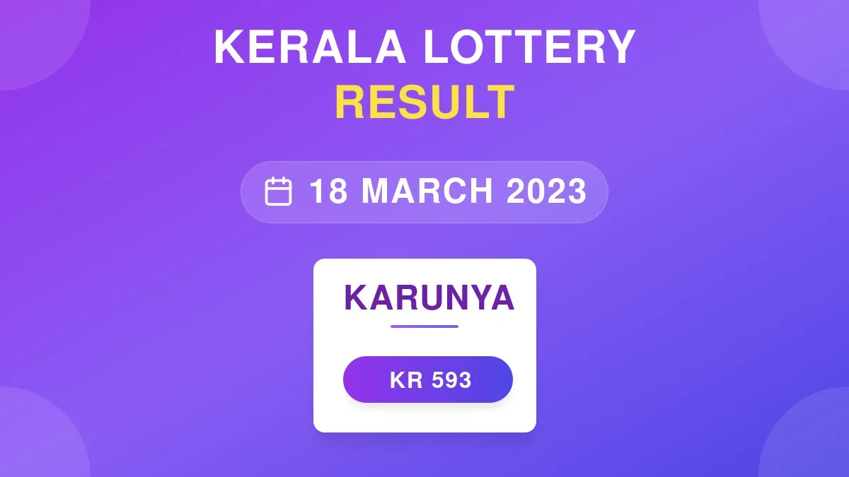 Karunya Lottery KR-593 Draw Results (18 Mar 2023)