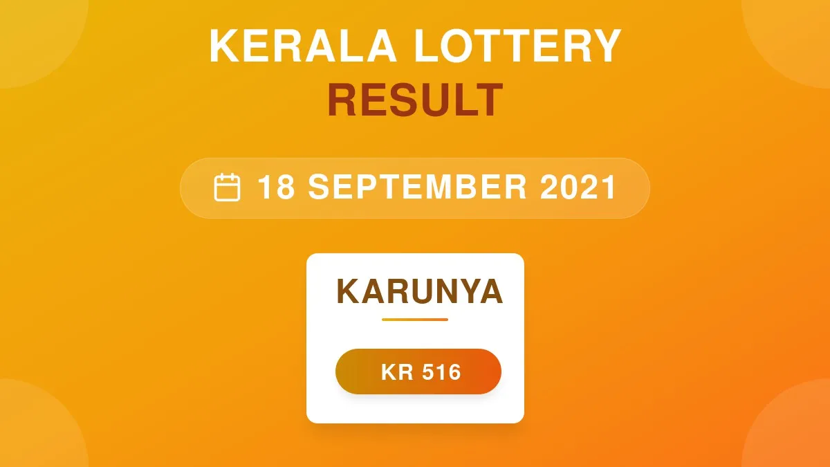 Karunya Lottery KR-516 Draw Results (18 Sep 2021)