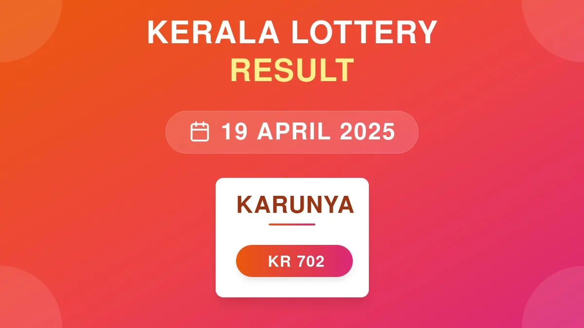 Karunya Lottery KR-702 Draw Results (19 Apr 2025)