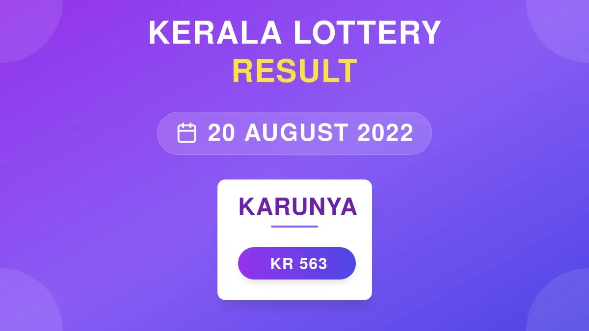 Karunya Lottery KR-563 Draw Results (20 Aug 2022)