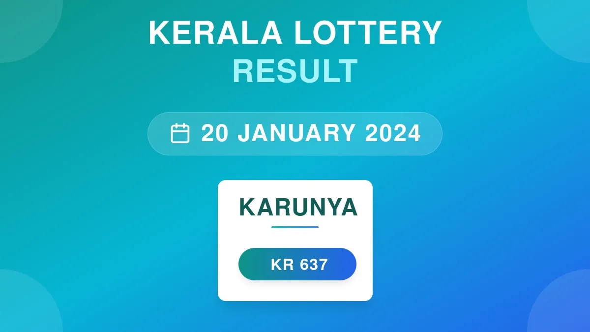 Karunya Lottery KR-637 Draw Results (20 Jan 2024)