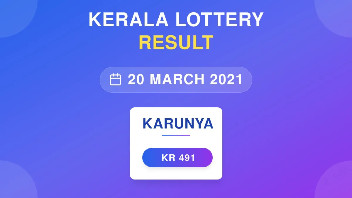 Karunya Lottery KR-491 Draw Results (20 Mar 2021)