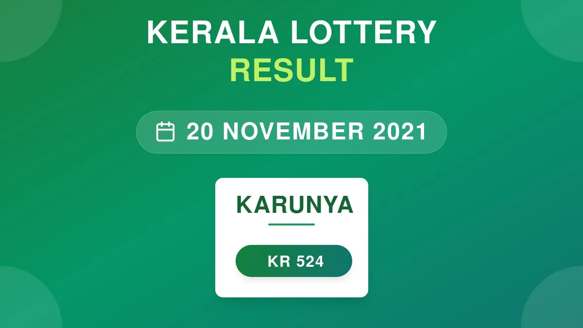 Karunya Lottery KR-524 Draw Results (20 Nov 2021)