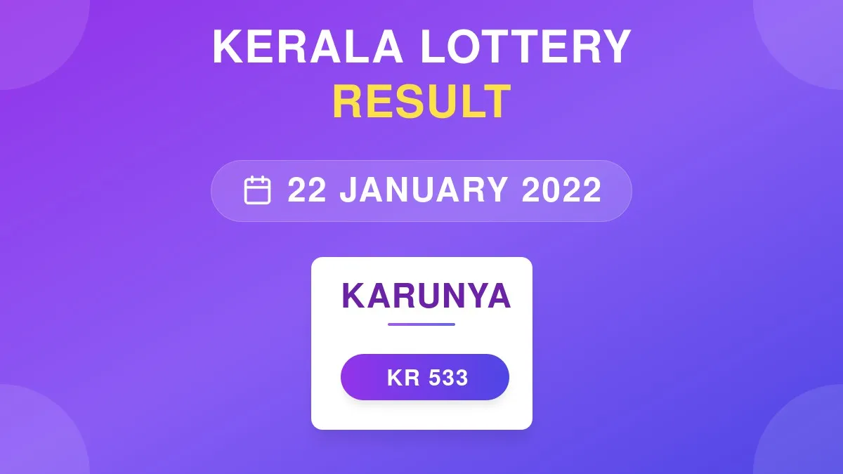Karunya Lottery KR-533 Draw Results (22 Jan 2022)