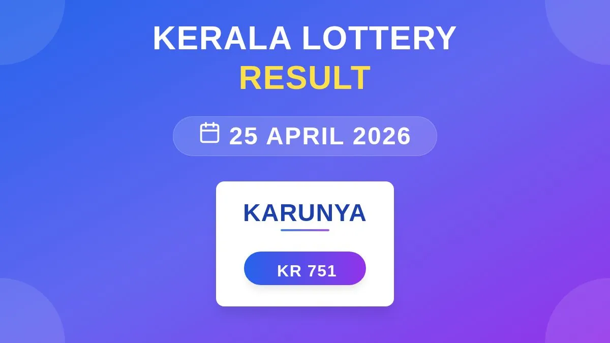 Karunya Lottery KR-751 Draw Results (25 Apr 2026)