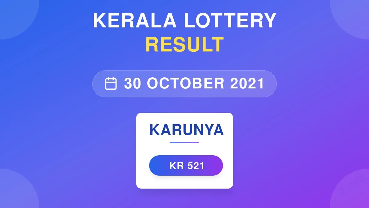Karunya Lottery KR-521 Draw Results (30 Oct 2021)