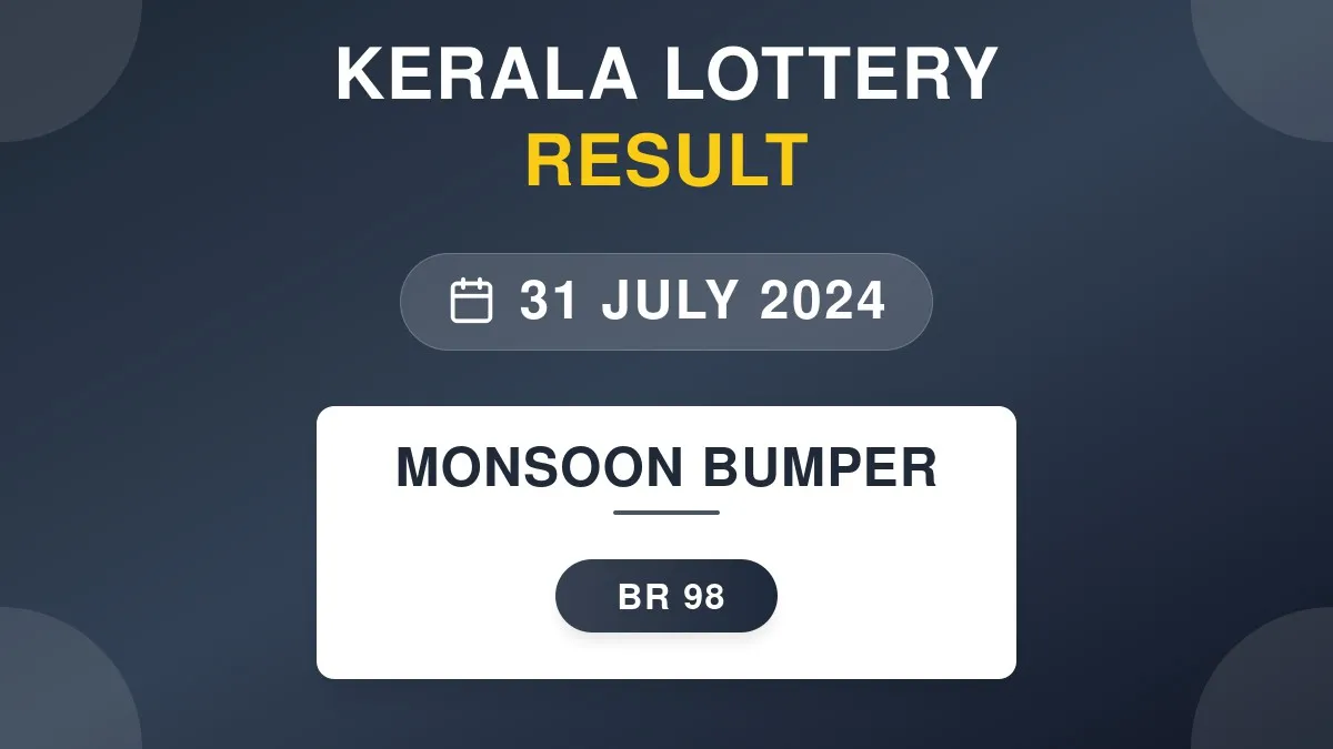 Monsoon Bumper Lottery BR-98 Draw Results (31 Jul 2024)