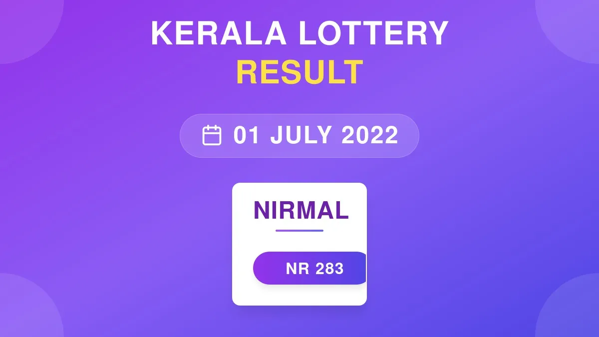 Nirmal Lottery NR-283 Draw Results (01 Jul 2022)
