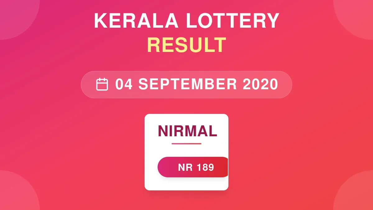 Nirmal Lottery NR-189 Draw Results (04 Sep 2020)