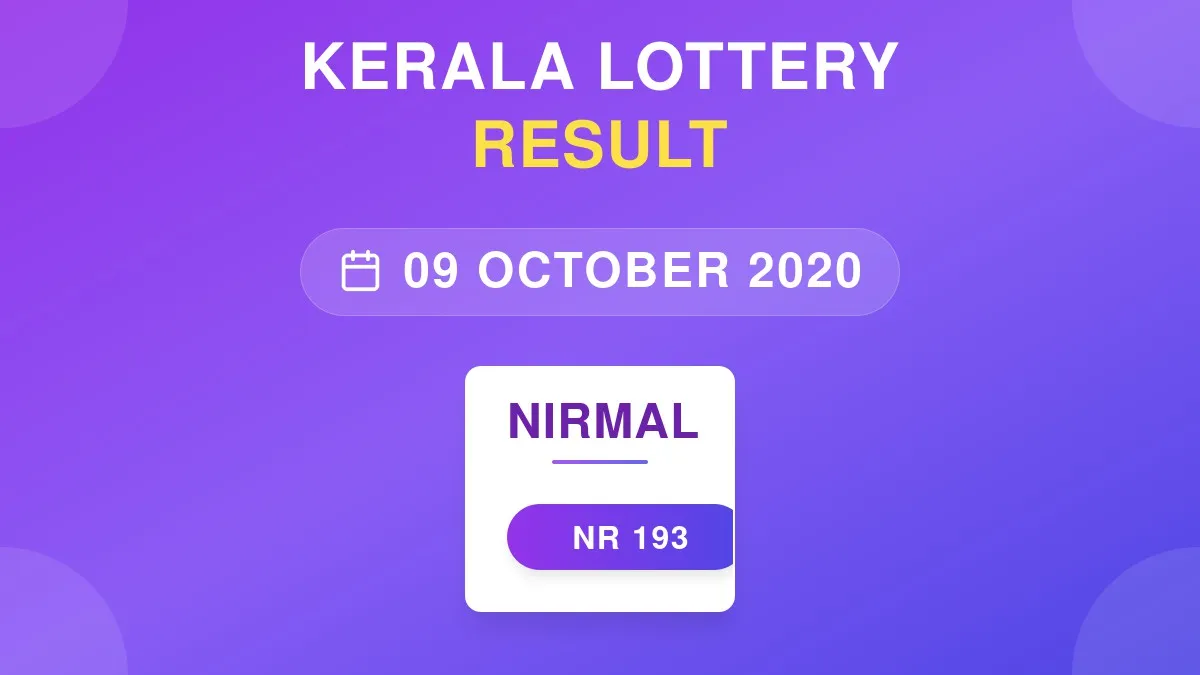 Nirmal Lottery NR-193 Draw Results (09 Oct 2020)