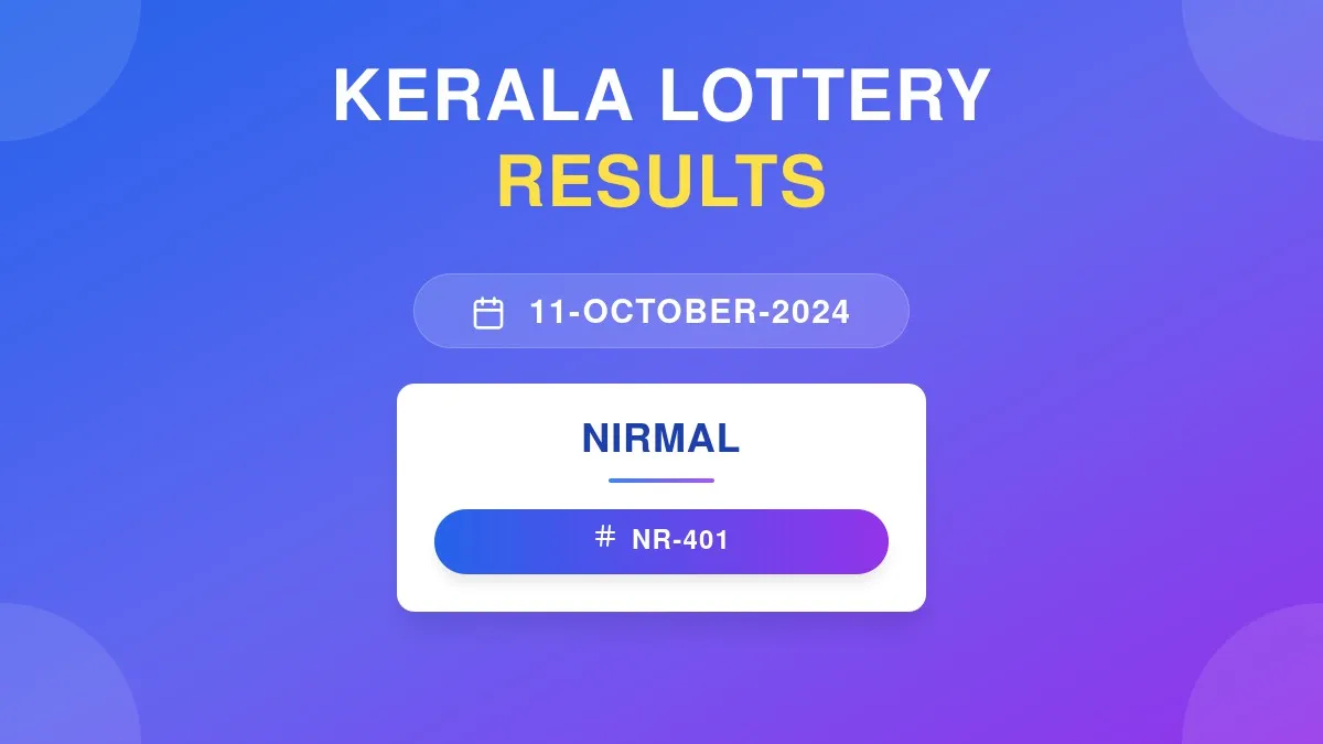 Nirmal Lottery NR-401 Draw Results (11 Oct 2024)
