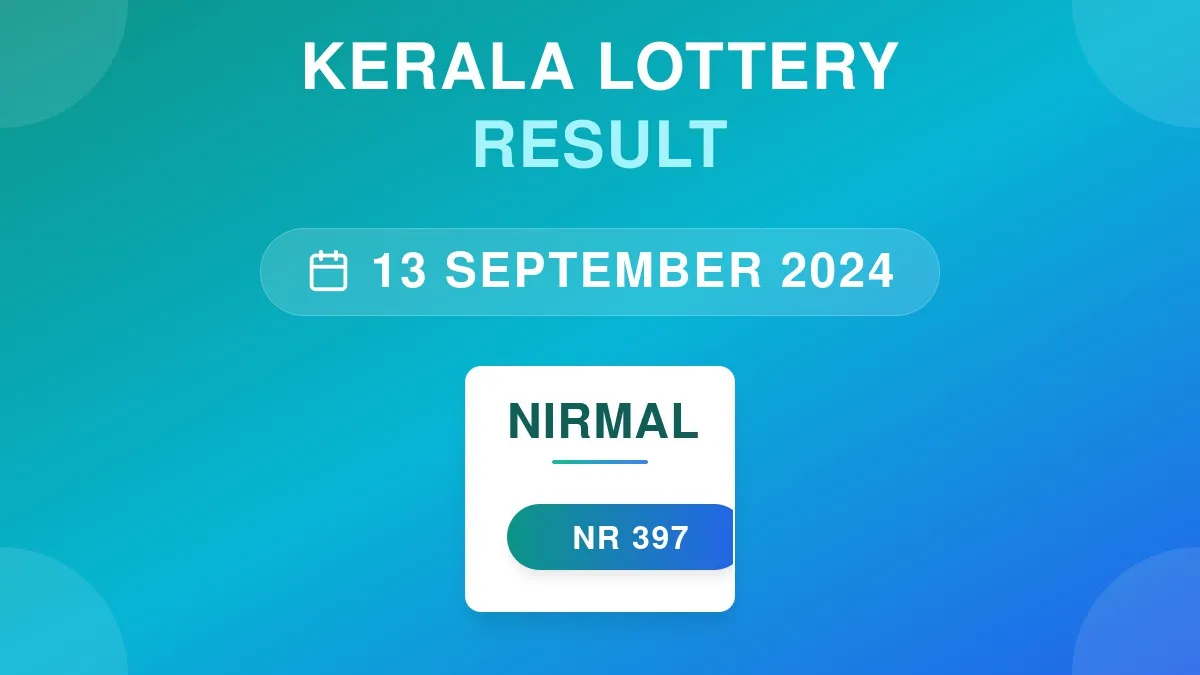 Nirmal Lottery NR-397 Draw Results (13 Sep 2024)