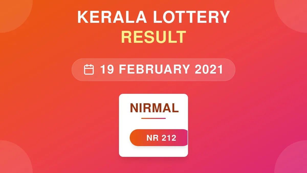 Nirmal Lottery NR-212 Draw Results (19 Feb 2021)
