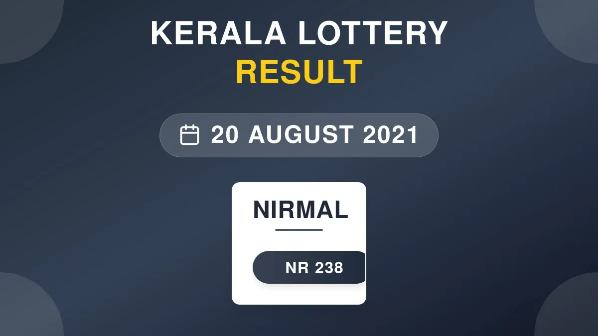 Nirmal Lottery NR-238 Draw Results (20 Aug 2021)