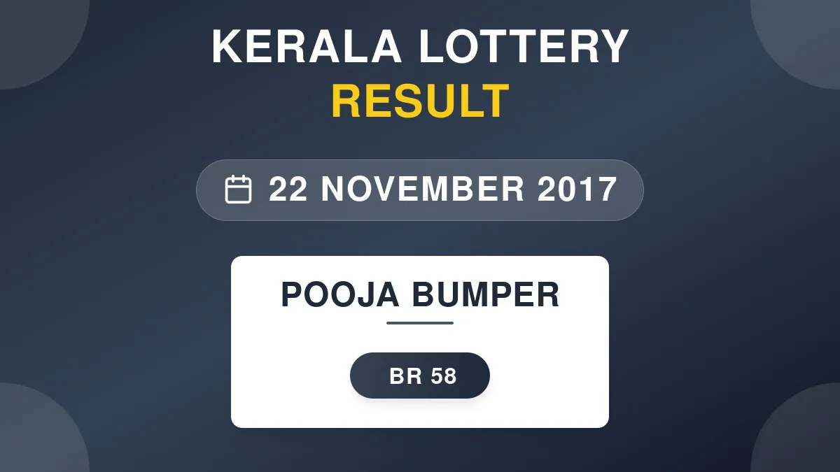 Pooja Bumper Lottery BR-58 Draw Results (22 Nov 2017)