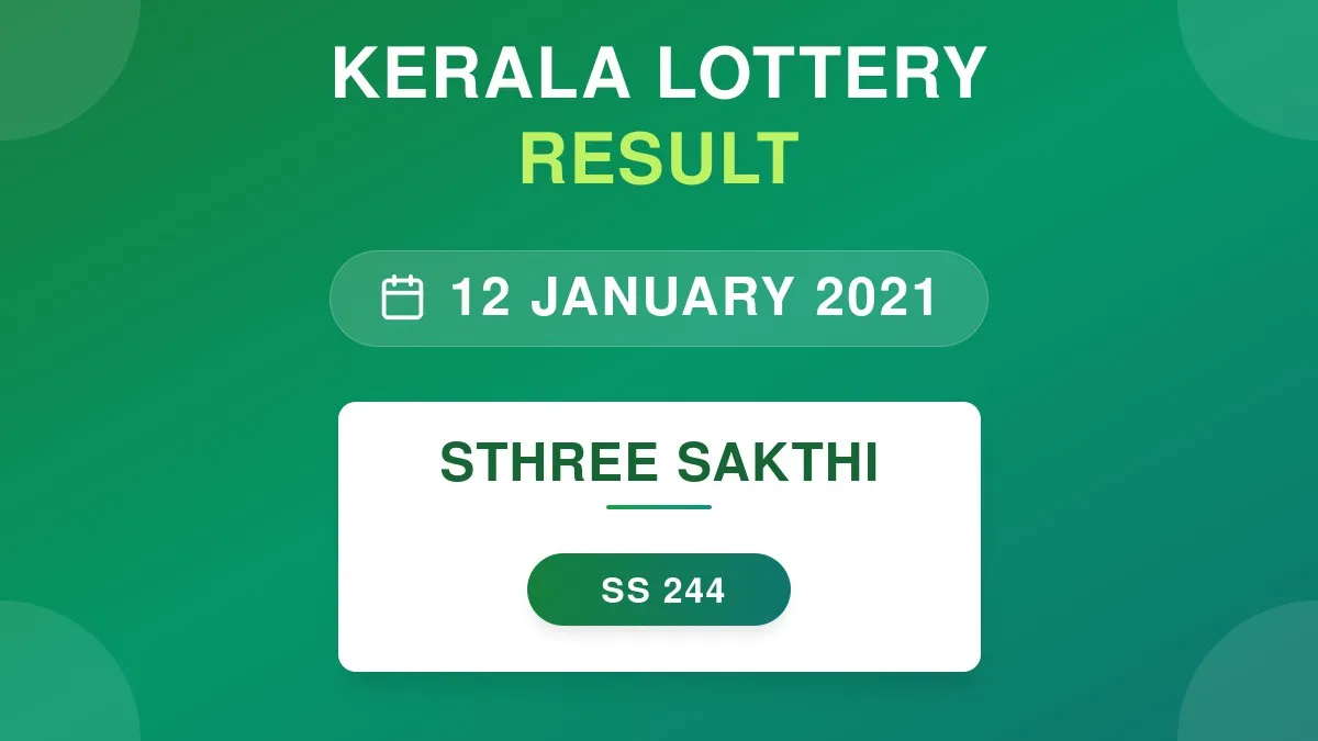 Sthree Sakthi Lottery SS-244 Draw Results (12 Jan 2021)