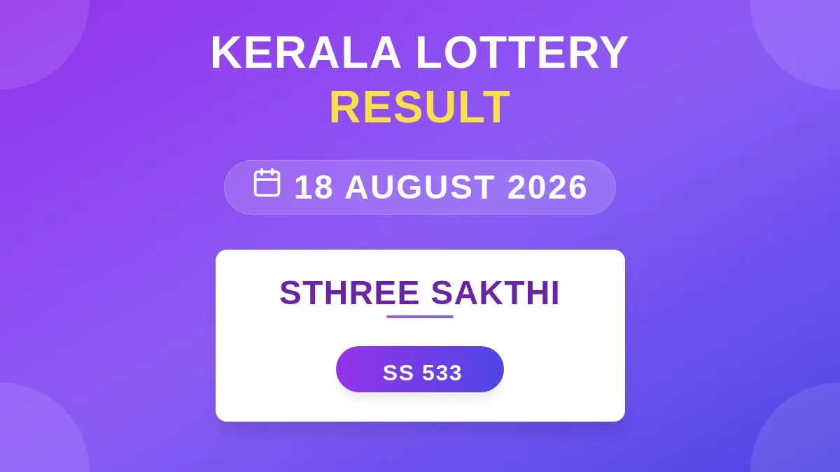 Sthree Sakthi Lottery SS-533 Draw Results (18 Aug 2026)