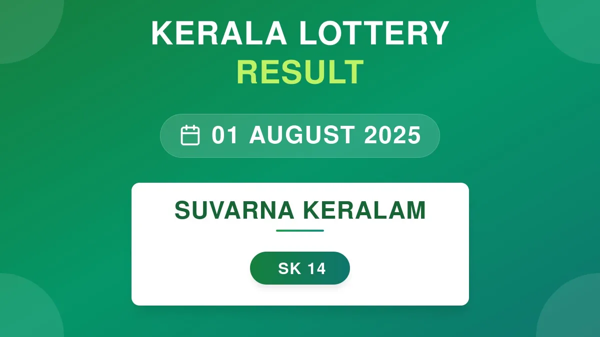 Suvarna Keralam Lottery SK-14 Draw Results (01 Aug 2025)