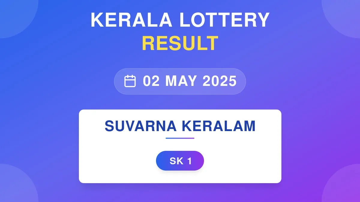 Suvarna Keralam Lottery SK-1 Draw Results (02 May 2025)