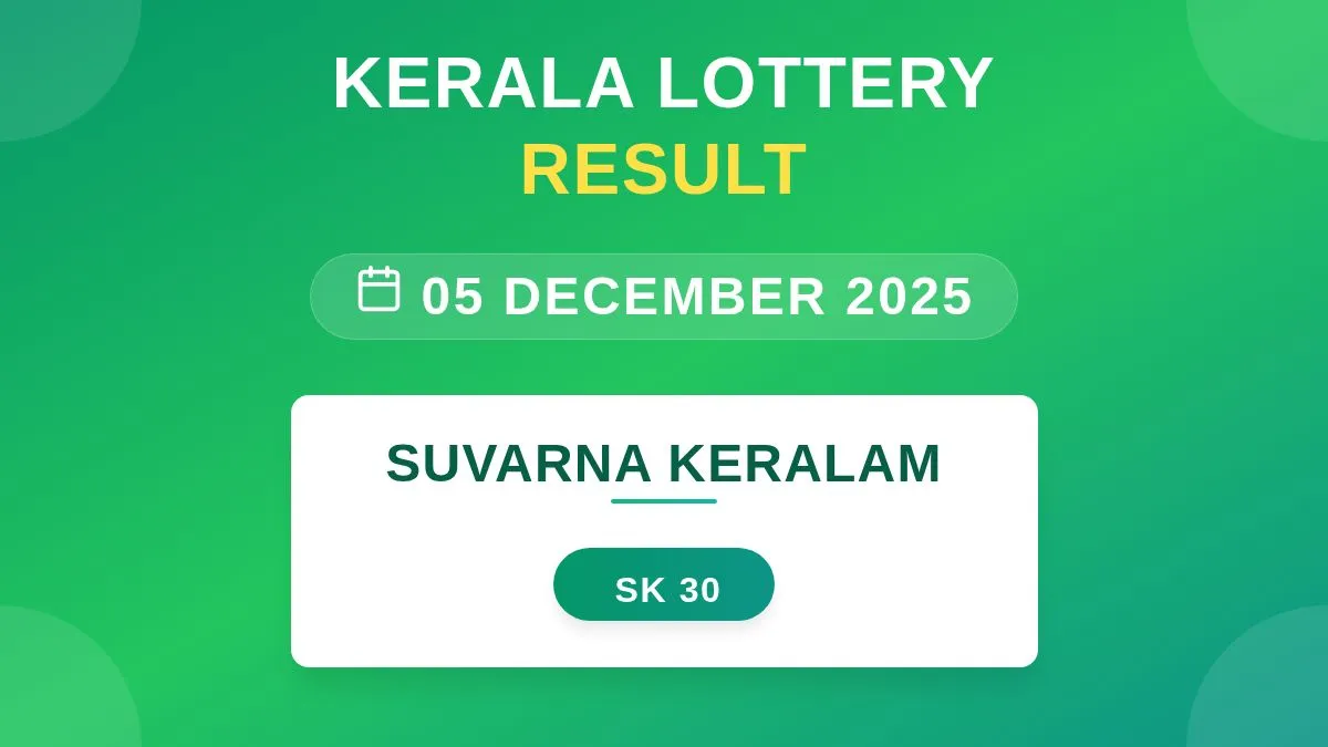 Suvarna Keralam Lottery SK-30 Draw Results (05 Dec 2025)