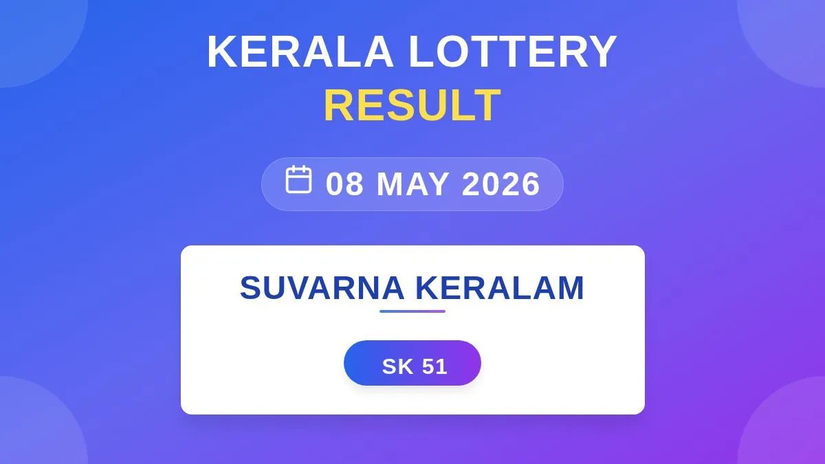 Suvarna Keralam Lottery SK-51 Draw Results (08 May 2026)
