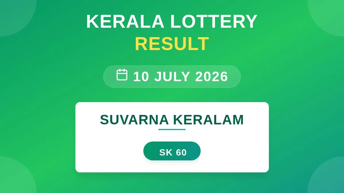 Suvarna Keralam Lottery SK-60 Draw Results (10 Jul 2026)