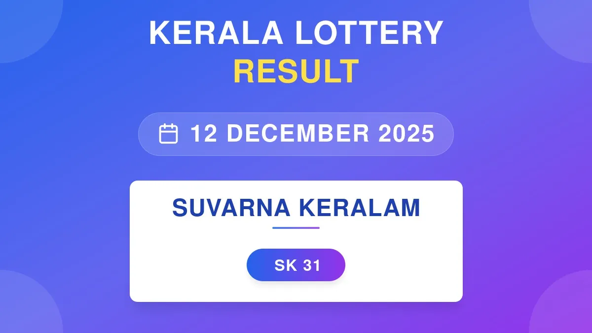Suvarna Keralam Lottery SK-31 Draw Results (12 Dec 2025)