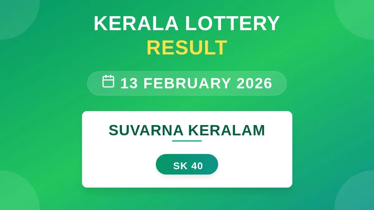 Suvarna Keralam Lottery SK-40 Draw Results (13 Feb 2026)