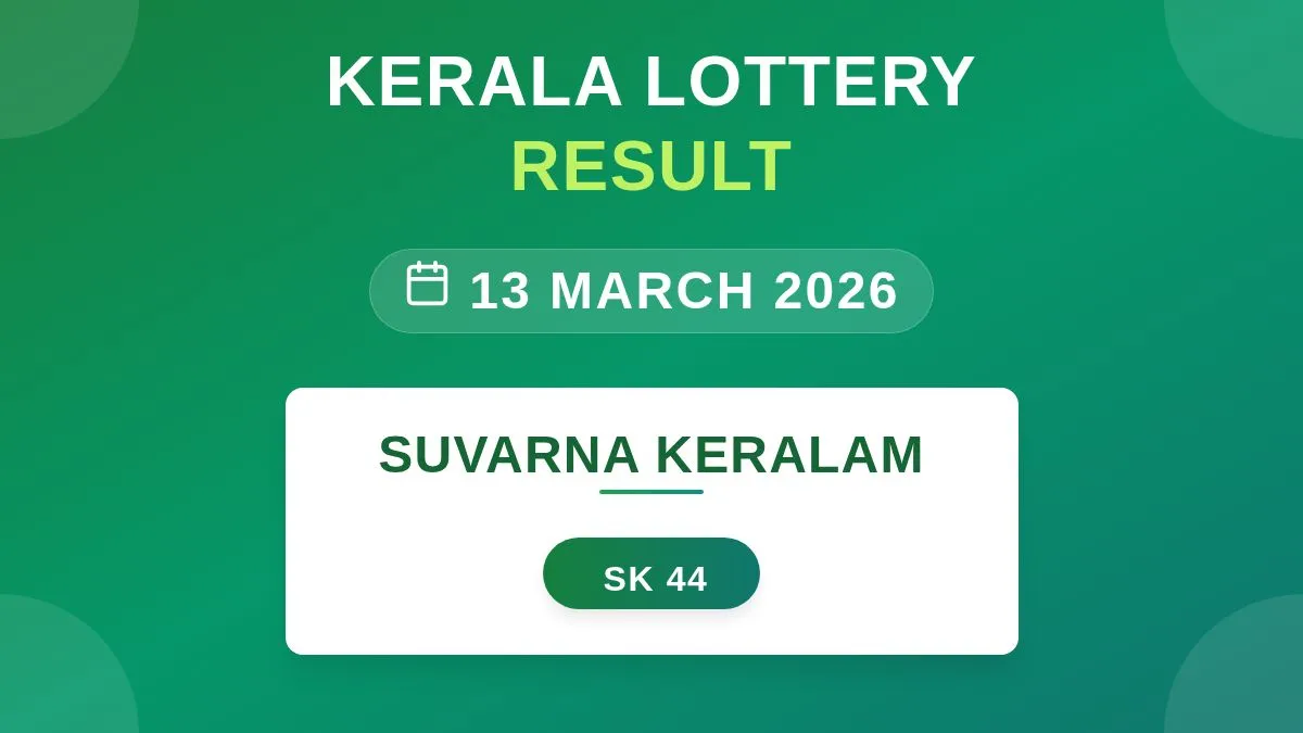Suvarna Keralam Lottery SK-44 Draw Results (13 Mar 2026)